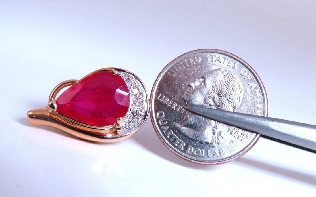 22.25ct Ruby Diamond Clip Earrings 14kt Gold - 5