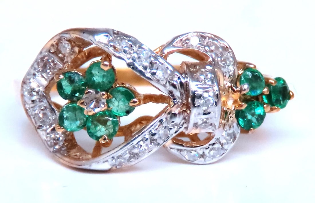 Vintage Revisit Natural Emerald Diamonds Ring Neoclassical 14kt gold 67122: Title: Vintage Revisit Natural Emerald Diamonds Ring Neoclassical 14kt gold 67122 $495.00 PRODUCT DESCRIPTION Vintage Restored .30ct natural emeralds Ring .15ct Natural diamonds I-color Si-2 clarity