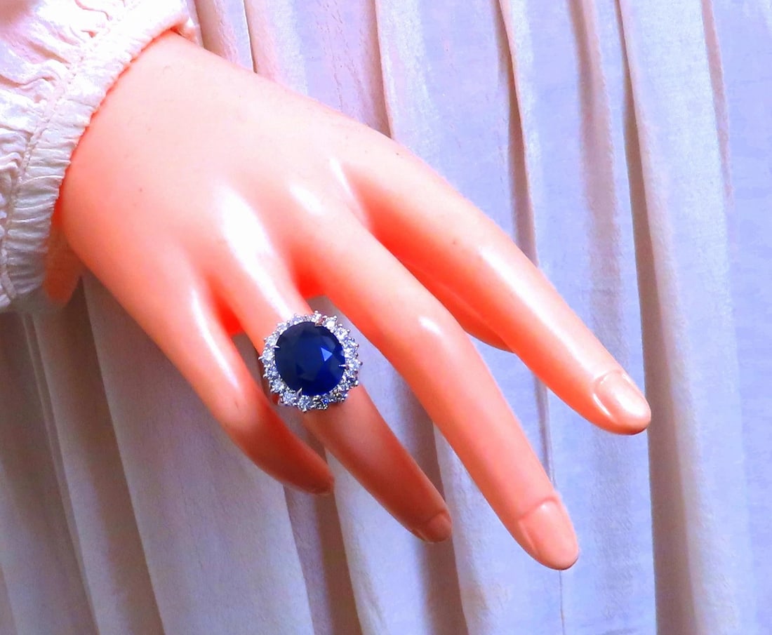 GIA Certified 15.49ct Natural Sapphire Diamonds Cluster Ring 18kt 51141 - 6