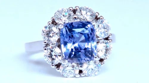 GIA Certified 3.30ct Natural Color Change Sapphire Diamond Ring 18kt 85442 - 4