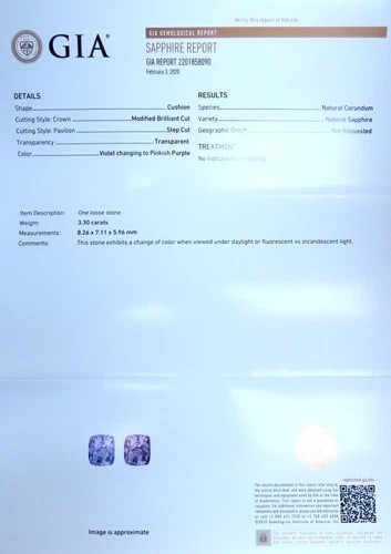 GIA Certified 3.30ct Natural Color Change Sapphire Diamond Ring 18kt 85442 - 5
