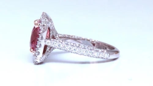GIA Certified 4.51ct Natural Padparadscha Diamonds Ring 18kt Gold Halo 12625 - 2