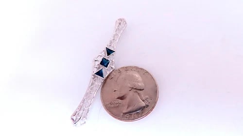0.60ct Lab Sapphires Edwardian Revisit Deco Pin / Hair Clip 45411 - 3