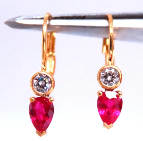 .54ct Natural Pear Shaped Ruby Diamond Lever Earrings 24414 (1 of 4)