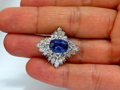 GIA 7.87CT NATURAL NO HEAT VIVID PURPLE SAPPHIRE DIAMOND RING PLATINUM 10355 - 5