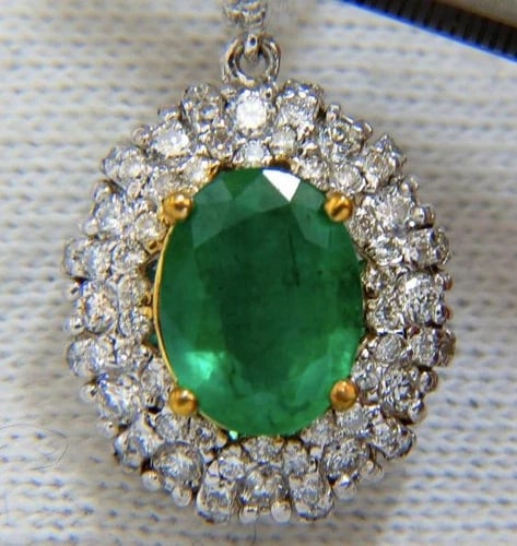 4.84ct Natural Green Emerald Diamond Cluster Earrings Dangle 14K 14542 - 3