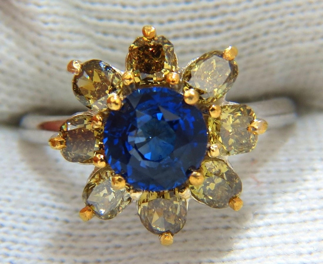 GIA Certified 1.58ct Natural Blue Sapphire Diamonds ring 14kt 10271 - 2