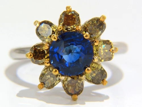 GIA Certified 1.58ct Natural Blue Sapphire Diamonds ring 14kt 10271 - 3