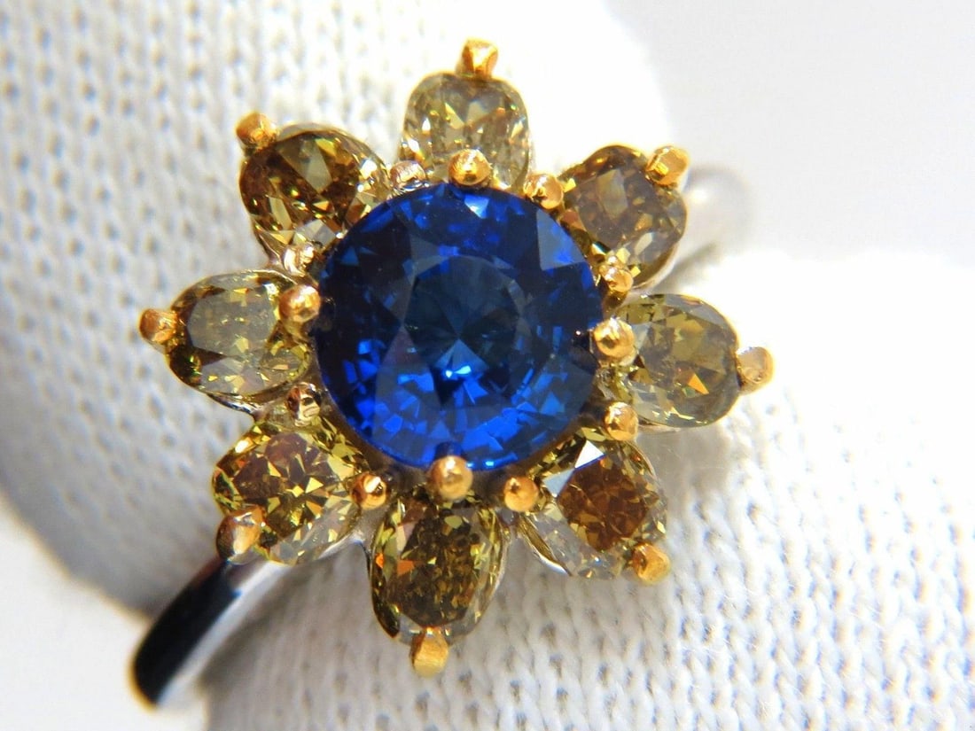GIA Certified 1.58ct Natural Blue Sapphire Diamonds ring 14kt 10271 - 7
