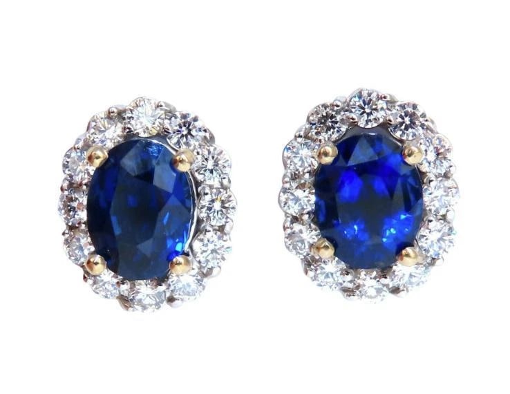 GIA Certified 7.81ct Natural Royal Blue Sapphire Diamond Earrings 14kt 12642: Title: GIA Certified 7.81ct Natural Royal Blue Sapphire Diamond Earrings 14kt 12642 $33,000.00 PRODUCT DESCRIPTION GIA Certified 3.60ct & 3.21Ct Natural Blue sapphire earrings. Report # 5202463582 & 2