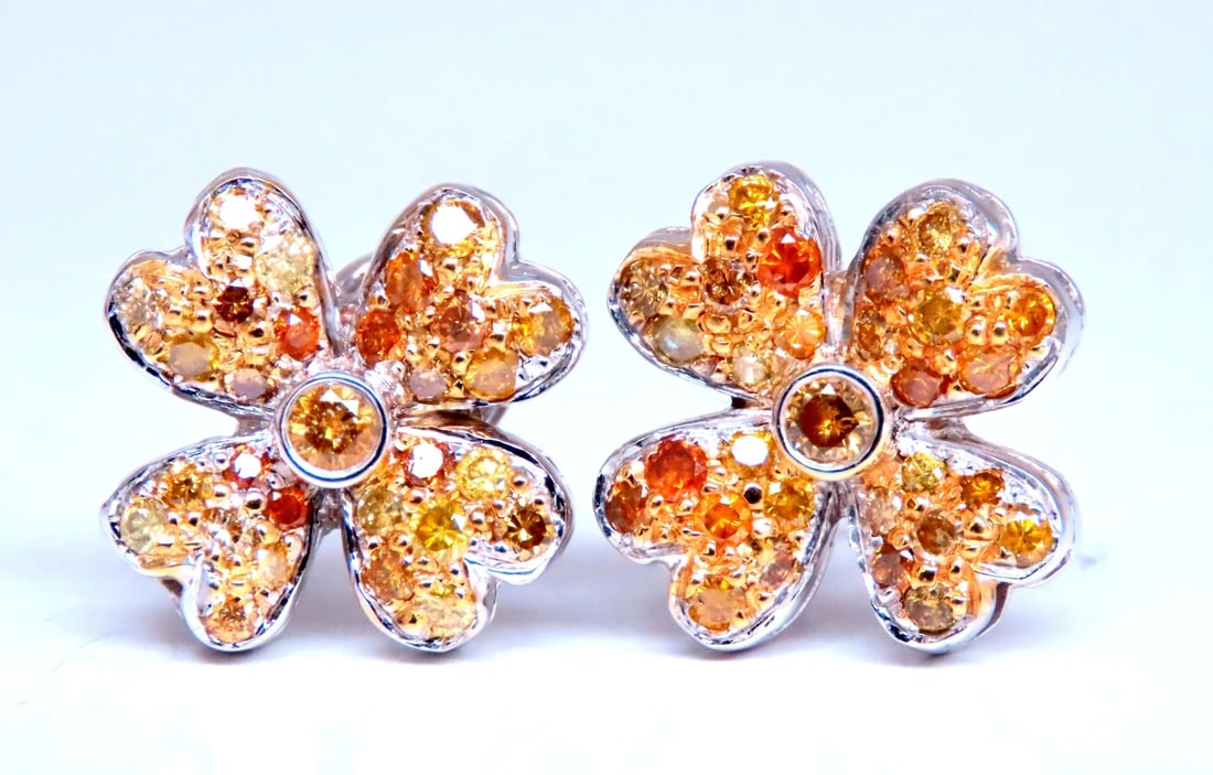 2.20ct Natural Fancy Yellow Diamonds Clover Clip earrings 14kt gold 12628: Title: 2.20ct Natural Fancy Yellow Diamonds Clover Clip earrings 14kt gold 12628 $3,000.00 PRODUCT DESCRIPTION 2.20ct Natural Fancy yellow diamond clover earrings Si-2-I-1 Clarity 14kt. white Gold 17m