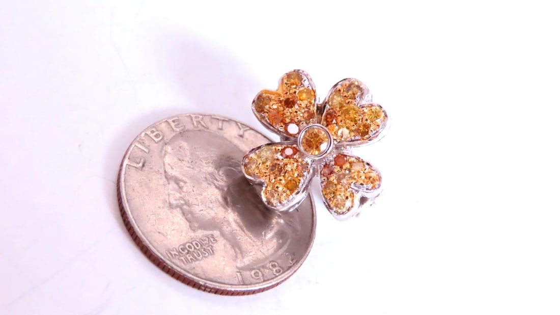 2.20ct Natural Fancy Yellow Diamonds Clover Clip earrings 14kt gold 12628 - 5