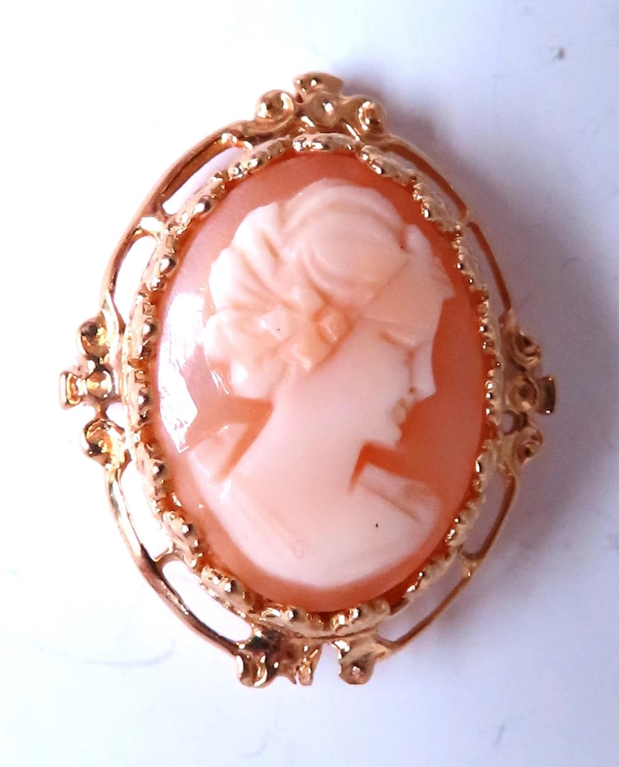 Madonna Cameo Victorian Medieval Pendant Brooch 14kt 12562 - 2