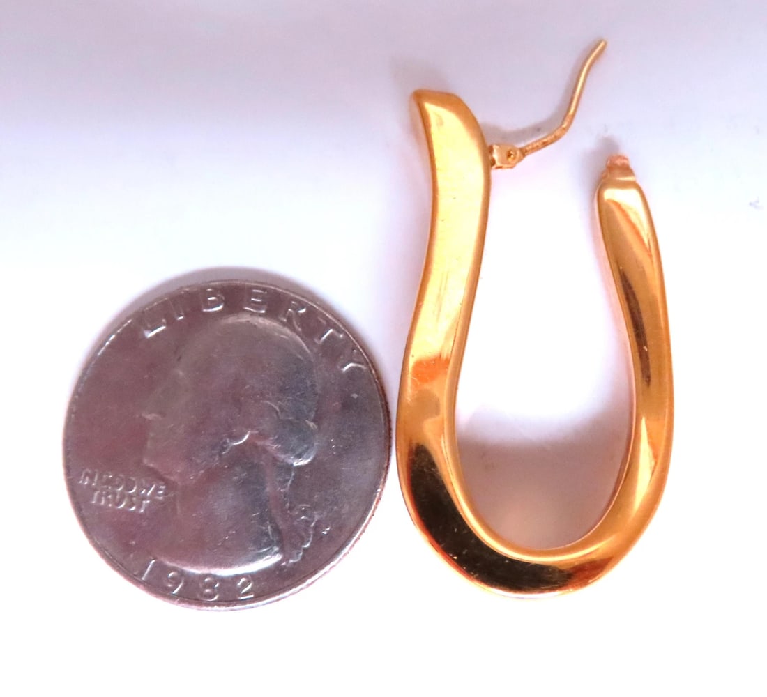 Elongated Semi Hoop High Shine Lever Clip Earring 14kt 12504 - 3