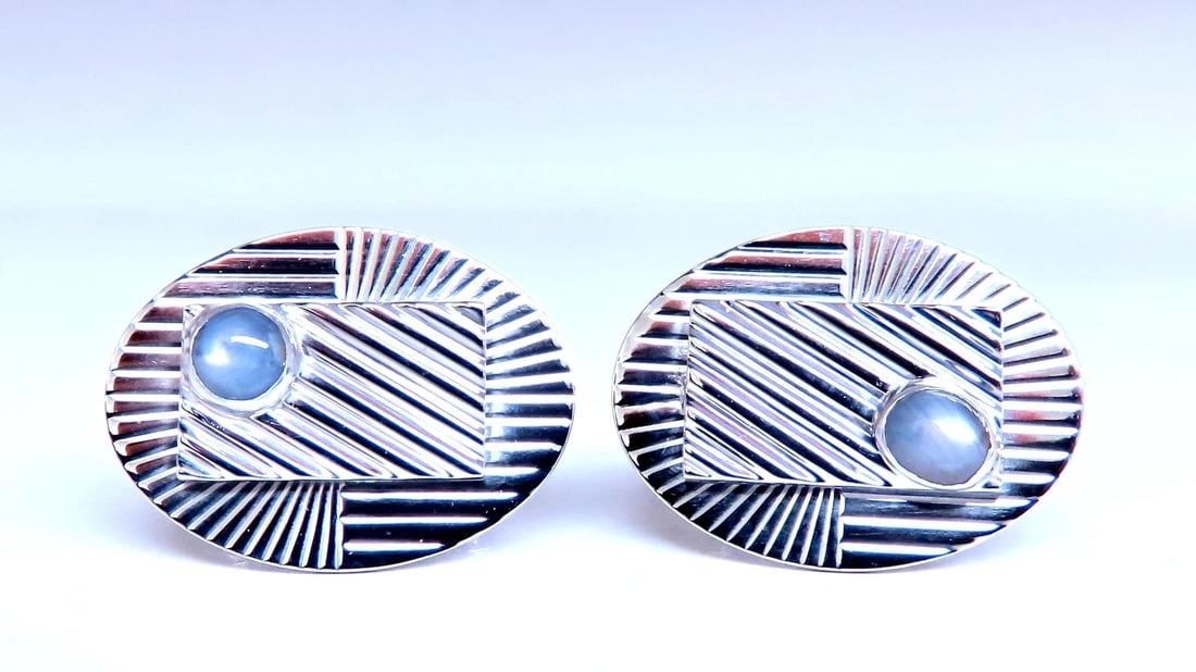 2ct Natural Sapphire Art Deco Cufflinks 14kt 12478: Title: 2ct Natural Sapphire Art Deco Cufflinks 14kt 12478 $2,500.00 PRODUCT DESCRIPTION 2.00ct natural sapphire cufflinks art deco pattern 26 x 19 mm 18.5 grams $5,000.00 appraisal to acco