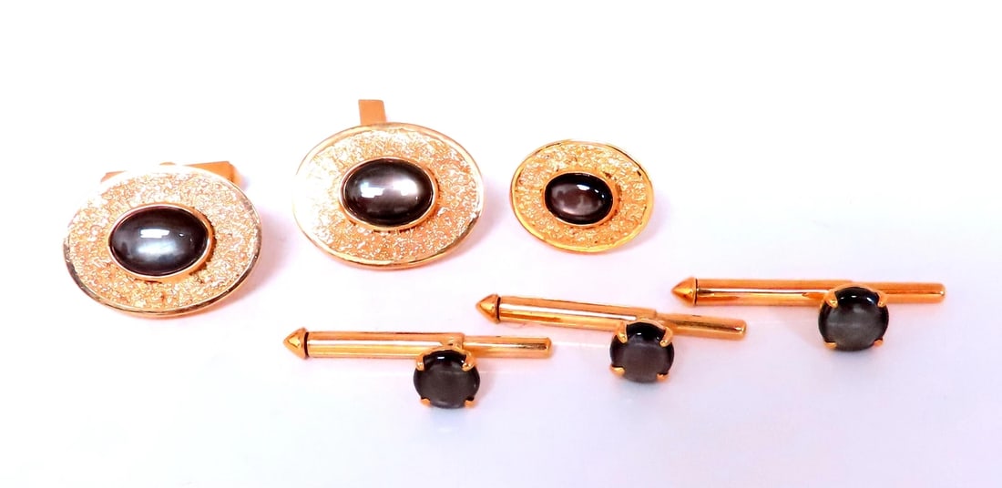 Black Star Cufflinks And Studs Set 14kt 12482 (1 of 4)