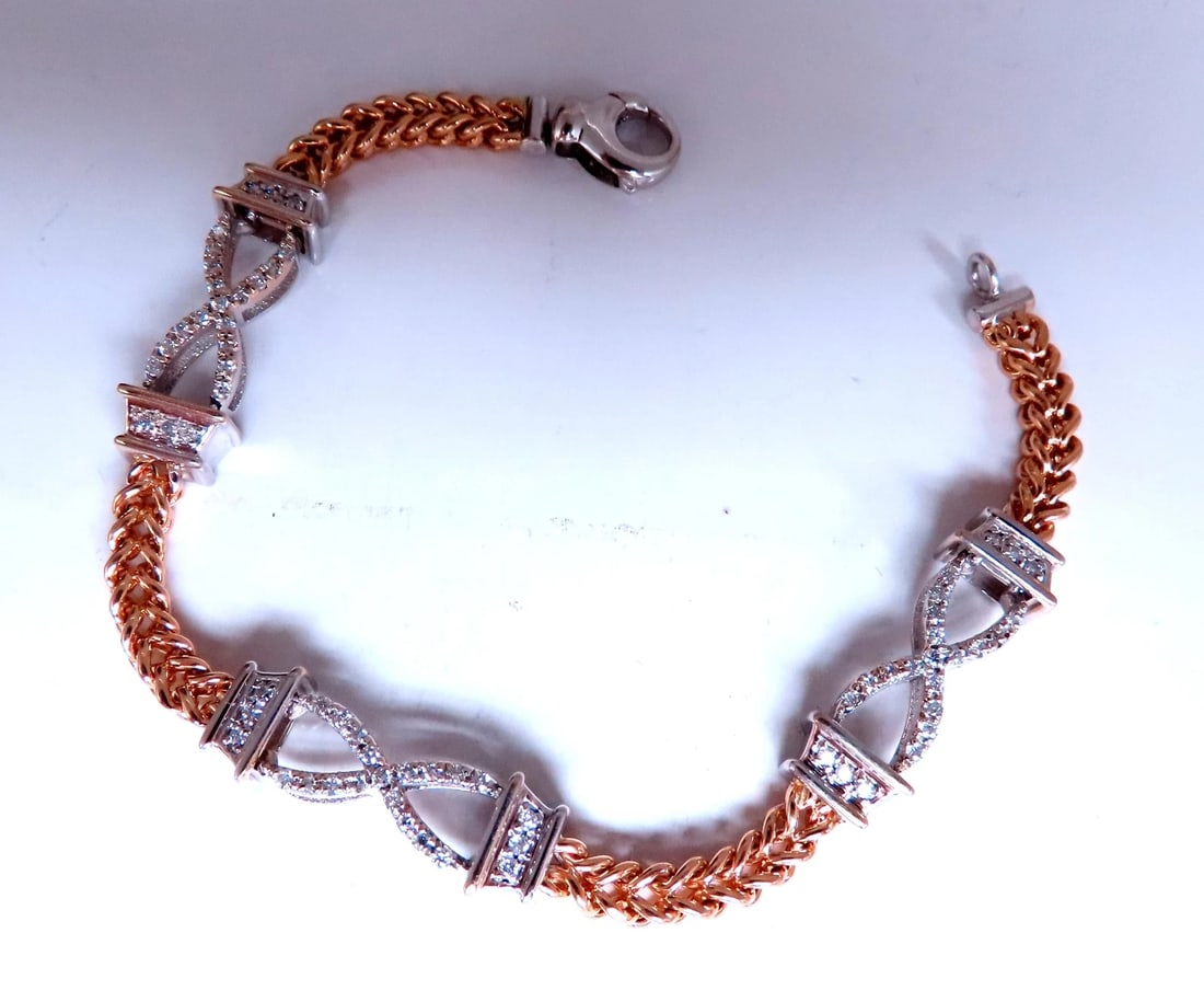 0.60ct natural diamonds x link bracelet 14kt gold 12462 - 2