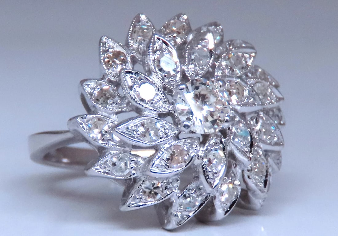 1.10ct natural diamonds cluster circular dome ring 14kt 12427: Title: 1.10ct natural diamonds cluster circular dome ring 14kt 12427 $2,200.00 PRODUCT DESCRIPTION 1.10ct natural round diamonds cluster dome ring. round, single cut diamonds. natural. G-color Si-1 c
