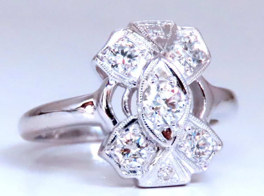 .60ct Natural Diamonds Edwardian Style Cluster Ring 14kt Gold 12423: Title: .60ct Natural Diamonds Edwardian Style Cluster Ring 14kt Gold 12423 $2,600.00 PRODUCT DESCRIPTION .60ct natural diamonds Edwardian Style ring. G-color Vs2 clarity Deck is 15 x 9mm 14kt white