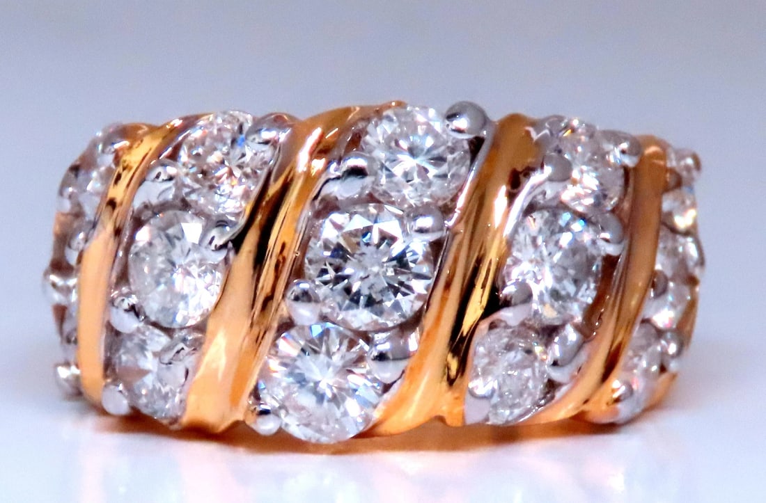 1.60ct Natural Round Diamonds Slant 14kt Gold 12422: Title: 1.60ct Natural Round Diamonds Slant 14kt Gold 12422 $2,600.00 PRODUCT DESCRIPTION 1.60ct Natural diamonds slant band. Rounds full cut brilliants. H-color Si-2 clarity. 11mm wide ring D