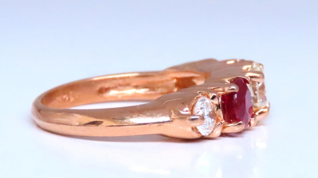 GIA Certified .72ct Round diamond Ruby Band 14kt 12412 - 2