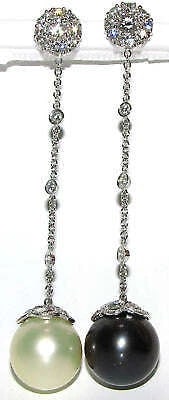 15M BLACK WHITE SOUTH SEA & TAHITIAN PEARL DIAMOND EARRINGS 14kt 10036 (1 of 7)