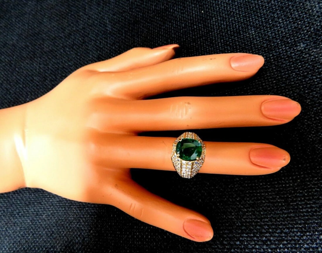 GIA Certified 4.30ct Natural Emerald Diamonds Ring 14kt 11512 - 5