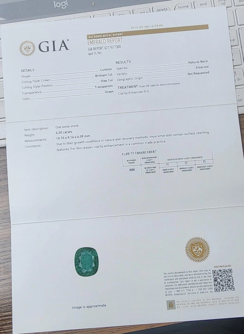 GIA Certified 4.30ct Natural Emerald Diamonds Ring 14kt 11512 - 7