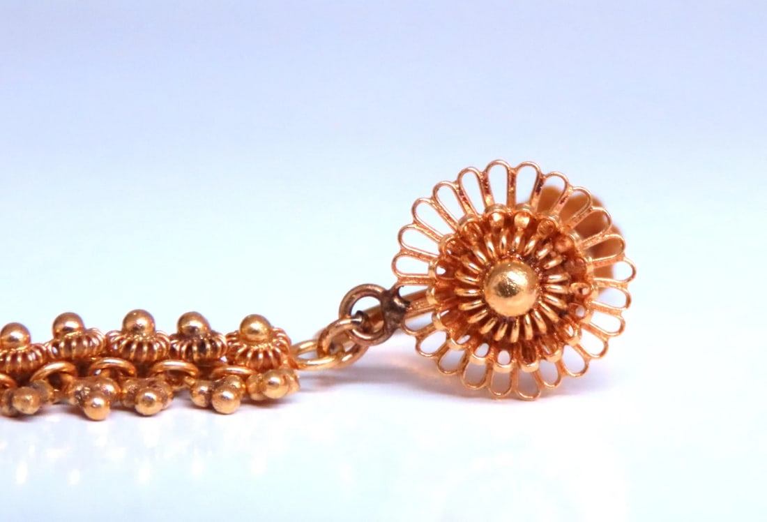 Classic Byzantine Turn Screw Non Pierce Dangle Earrings 18Kt Gold Ref 12375 - 4
