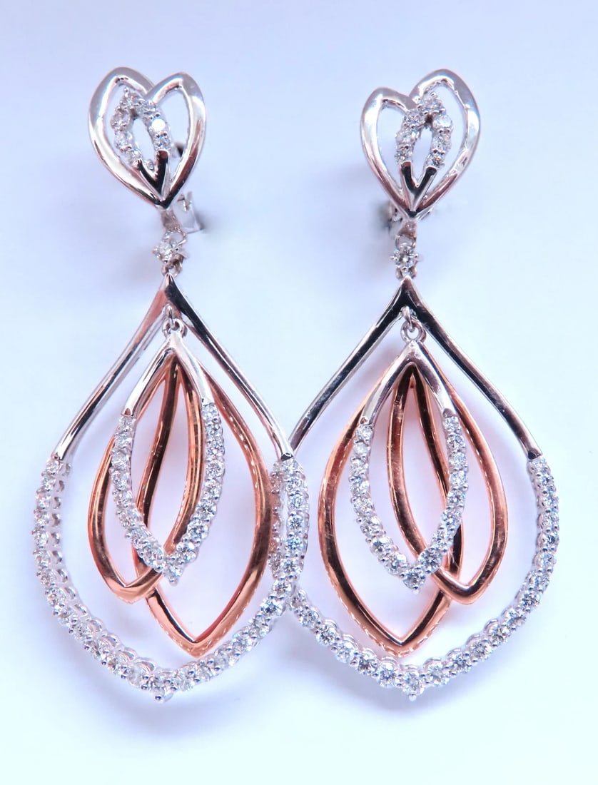 Three Tier 2.10ct Natural Round Diamond Dangle Earrings 14kt Gold 12378: Title: Three Tier 2.10ct Natural Round Diamond Dangle Earrings 14kt Gold 12378 $3,800.00 PRODUCT DESCRIPTION Three Tier Dangling Loops Diamond Earrings. 2.10ct Round Natural Diamonds. G-color Vs-