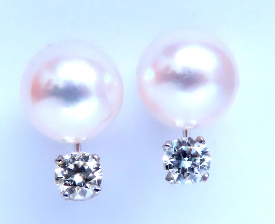 8mm Natural White South seas Pearl Diamond Stud Earrings 14kt Gold 12384: Title: 8mm Natural White South seas Pearl Diamond Stud Earrings 14kt Gold 12384 $1,200.00 PRODUCT DESCRIPTION 8mm Natural White south Seas Pearl .50ct natural round diamonds I-J color VS2 clairty