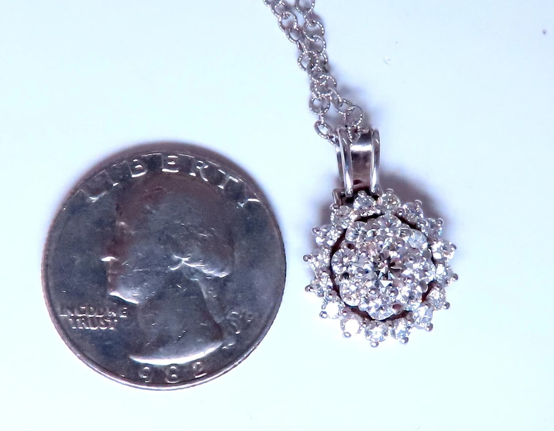 Natural 1.65ct Diamonds Cluster Pendant Necklace 14kt 12374 - 3