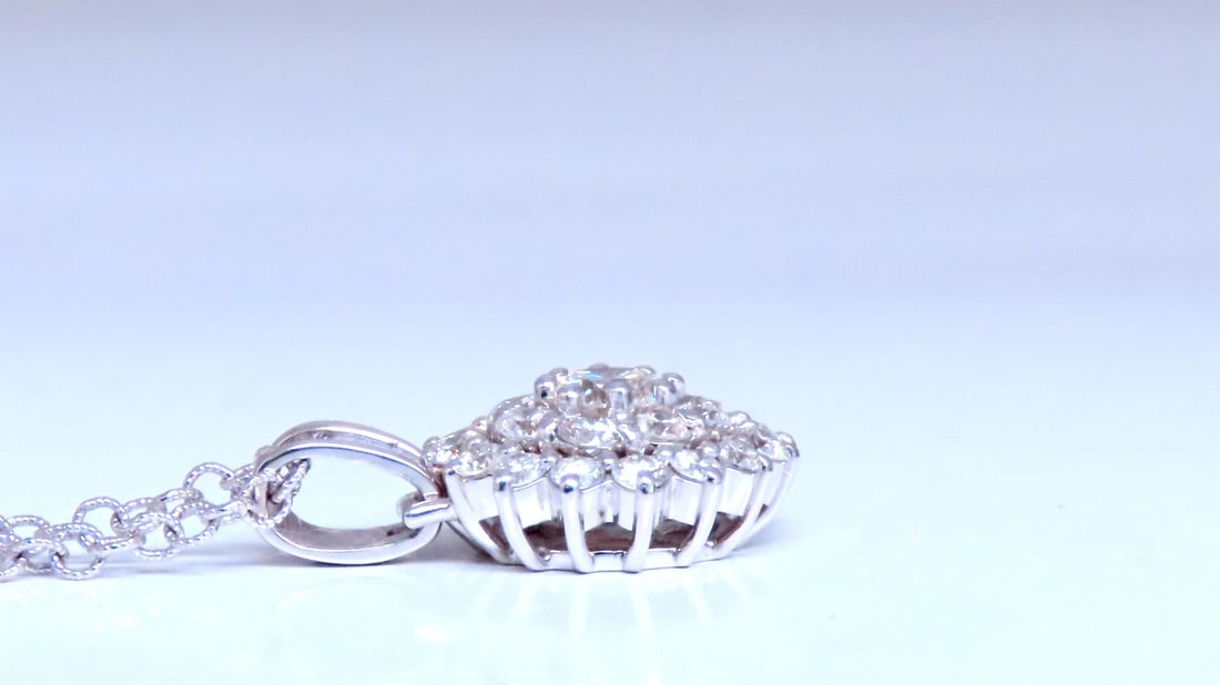 Natural 1.65ct Diamonds Cluster Pendant Necklace 14kt 12374 - 4