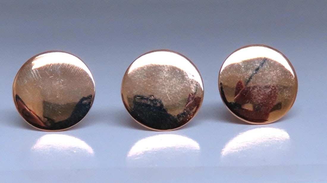 Prague Antique Three Pearl Stud Button Set with Original Box 14kt 12371 - 4