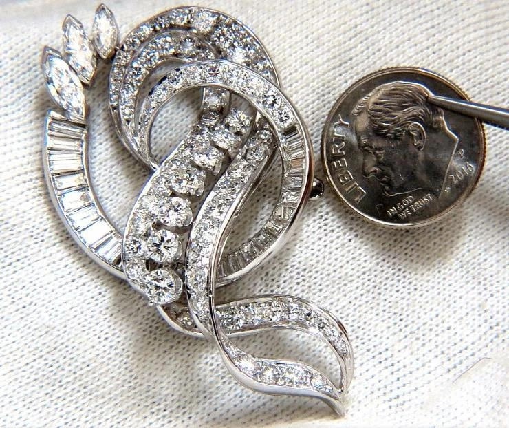 8.00Ct. Diamonds Platinum Art Deco Style Brooch 12359 - 3