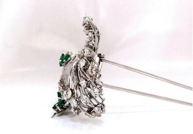 Platinum Estate Natural GIA Certified Fancy Diamond Emerald Pin Ref 12343 - 7