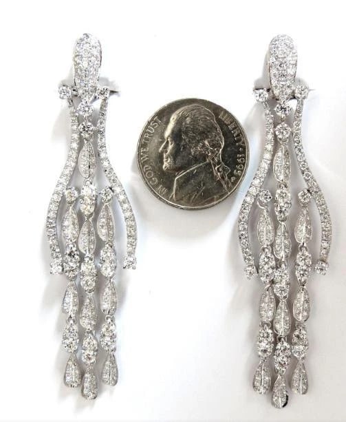 6.00ct natural diamonds modern dangle petal chandelier earrings 18kt 12321 - 7