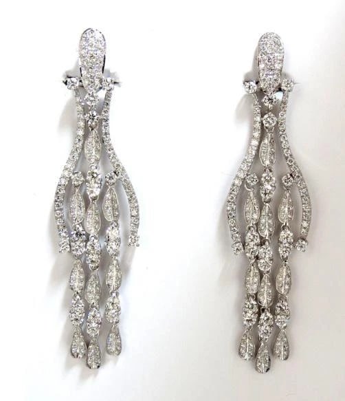 6.00ct natural diamonds modern dangle petal chandelier earrings 18kt 12321 - 8
