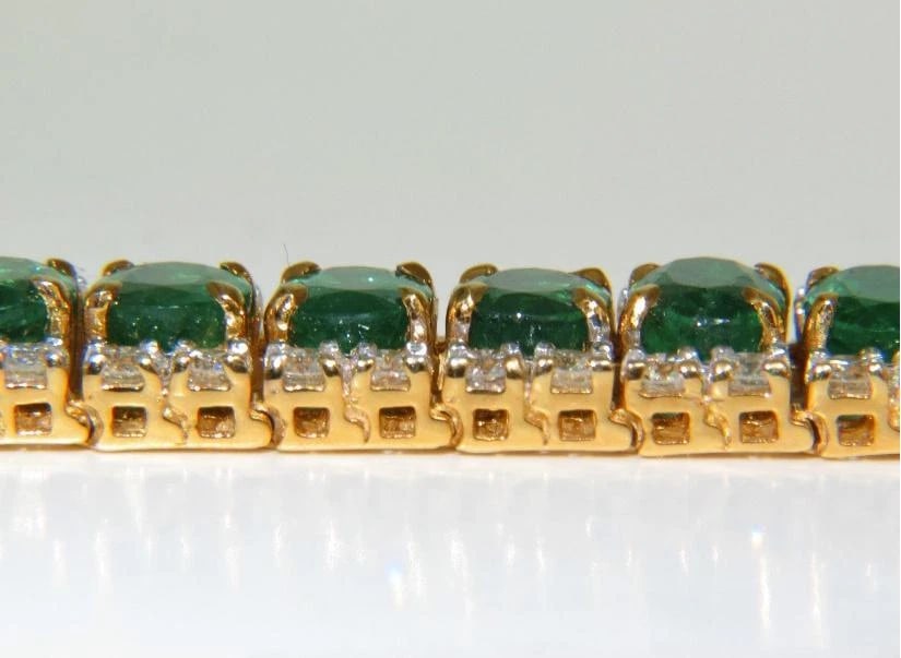 27.65 Carat Natural Vivid Green Emerald Diamond Bracelet F/VS 14kt Ref 12324 - 7