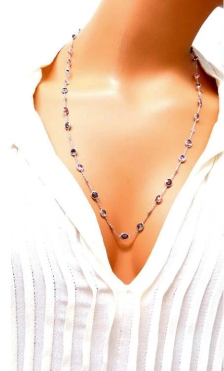 25.10ct multi-colored natural spinel diamonds yard necklace 14kt gold 12307 - 8