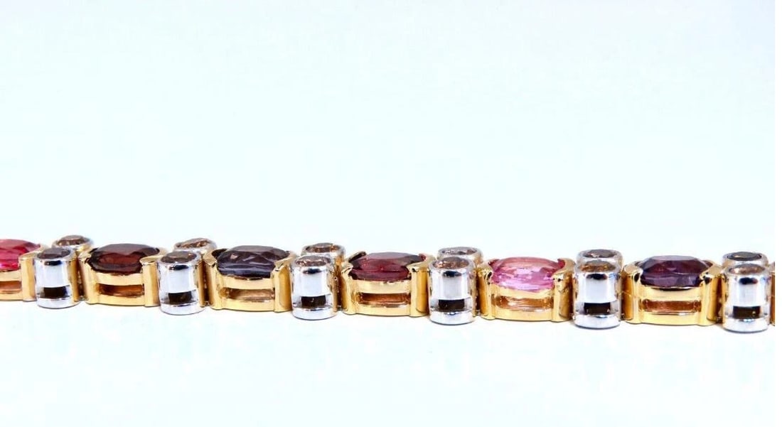 14.38ct Multicolored Spinel Diamonds Bracelet Gemline 14kt Gold Ref 12308 - 2