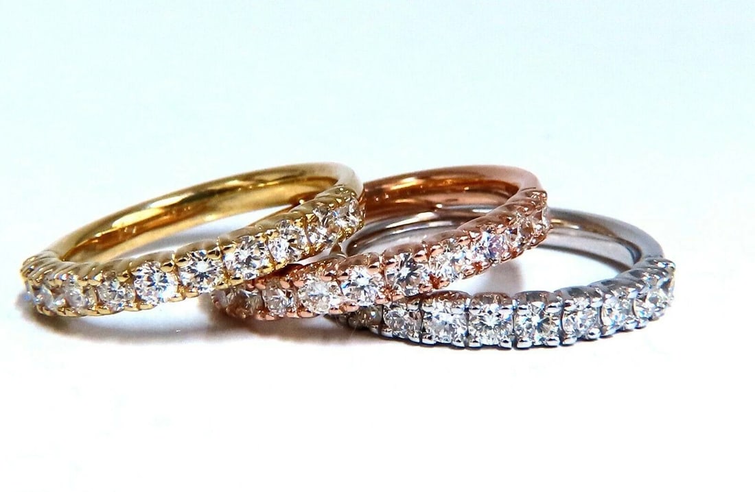2.04ct Natural Diamonds Stacking Bands 14kt Gold Ref 12314 (1 of 5)