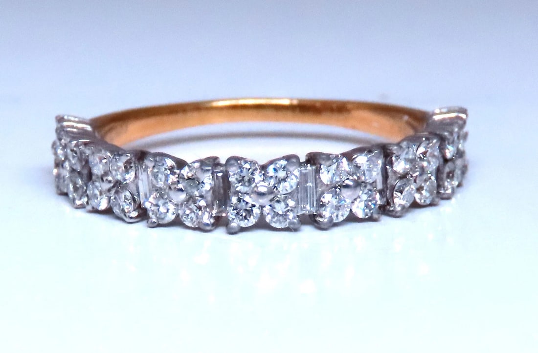 .75ct Natural Baguette & Round Diamonds Bank 18kt gold Flat 12290: Title: .75ct Natural Baguette & Round Diamonds Bank 18kt Flat REf:12290 $900.0 PRODUCT DESCRIPTION .75ct Natural Baguette & Round Diamonds Flat band. Made to adjacent with your engagement ring