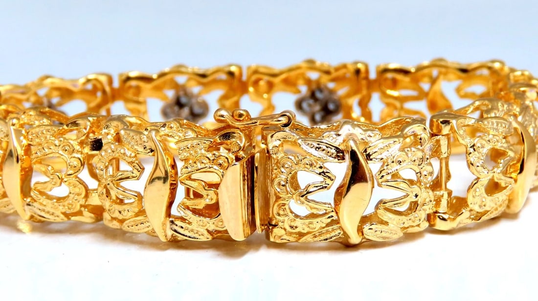 .45ct Natural Diamonds Bracelet 14kt Edwardian Deco Frame - 4