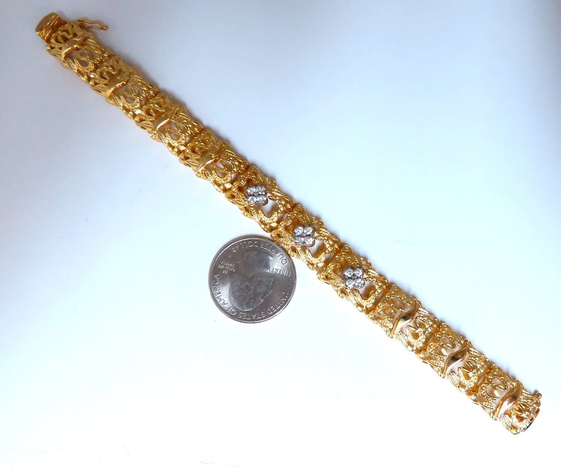 .45ct Natural Diamonds Bracelet 14kt Edwardian Deco Frame - 5