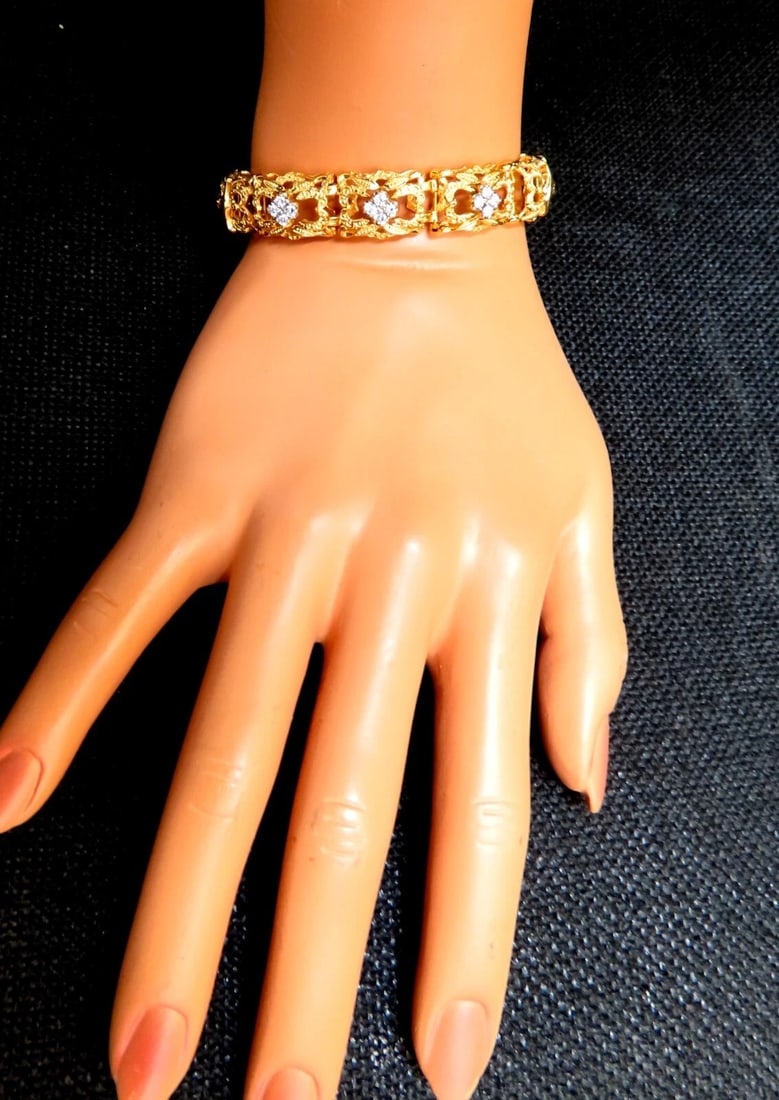 .45ct Natural Diamonds Bracelet 14kt Edwardian Deco Frame - 7