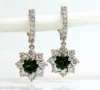 2.88CT NATURAL FINE GEM TSAVORITE DIAMOND DANGLE EARRINGS HOOP 14KT G/VS - 4