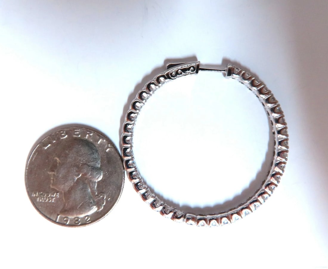3.90ct Natural Round Diamond circle hoop earrings 14kt 40m share prong - 3