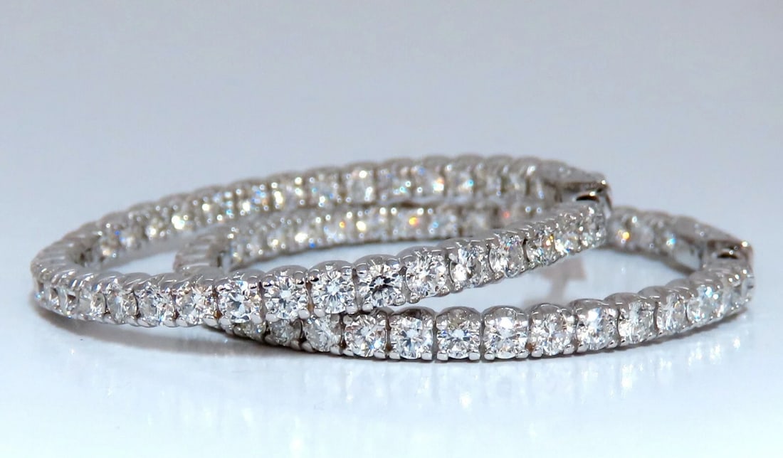 3.90ct Natural Round Diamond circle hoop earrings 14kt 40m share prong - 5
