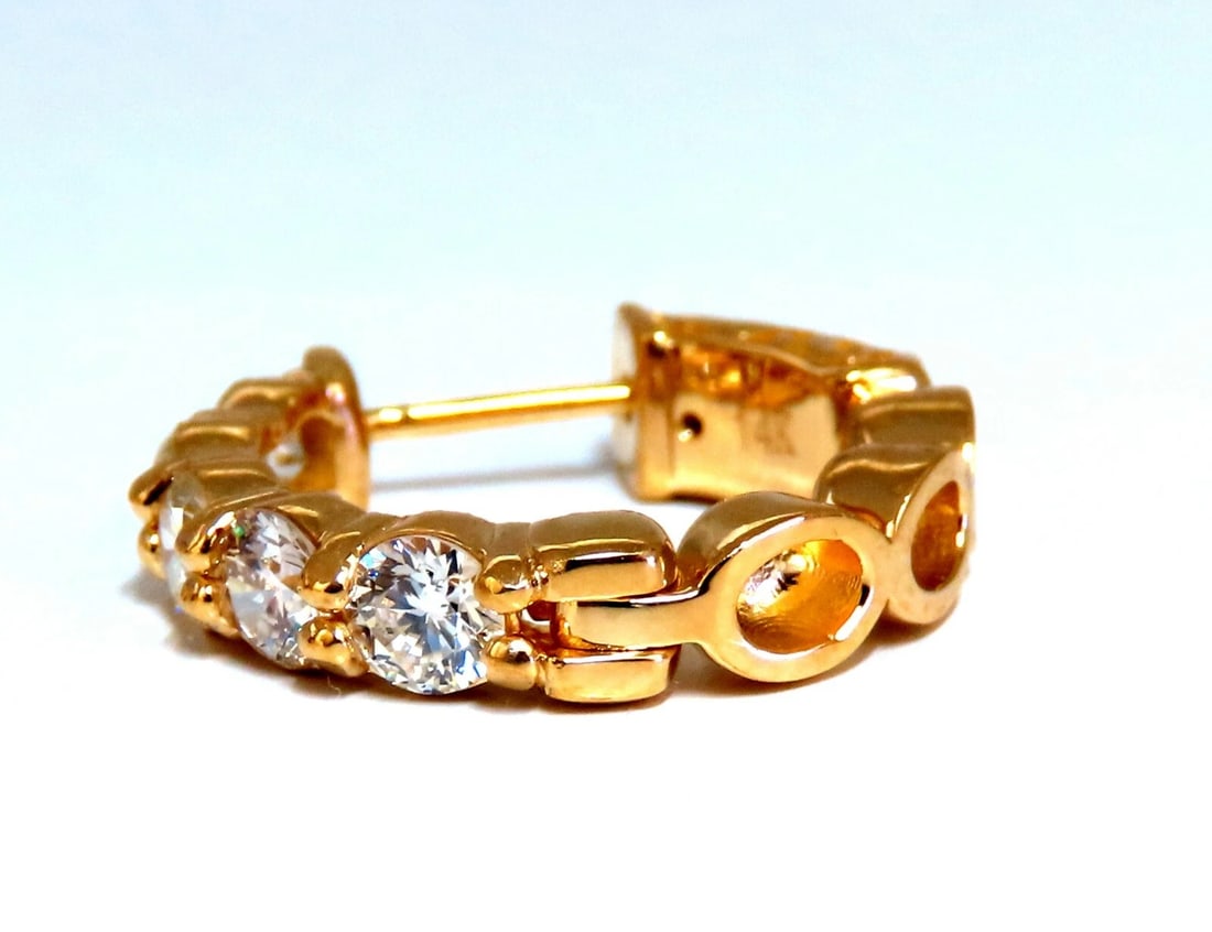 1.80ct Natural Round Diamond mini hoop earrings 14kt yellow gold Dime - 5